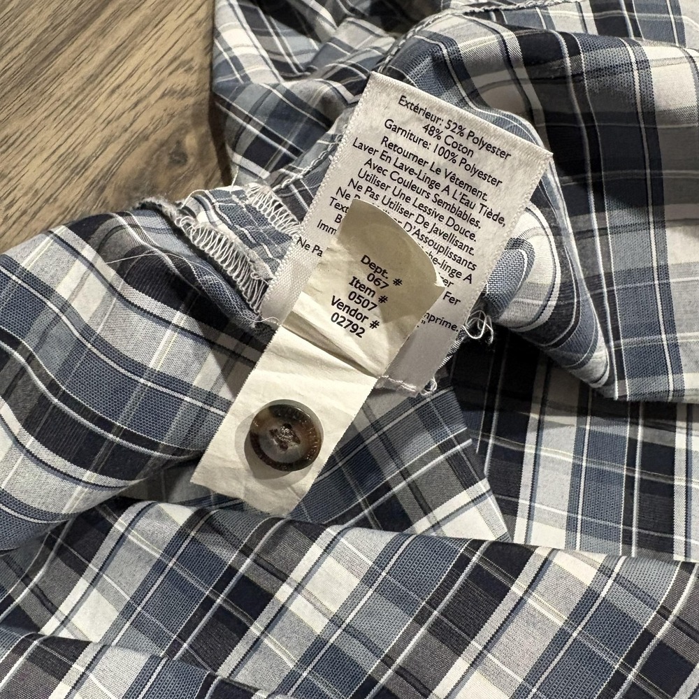 Eddie Bauer AV Shirt Mens 2XL Blue Plaid Short Sleeve Button Up Vented Outdoor - Picture 8 of 8